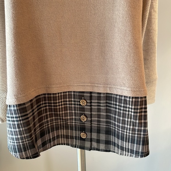 Soft Surroundings Mix media knit sweatshirt top under shirt look L/S size PL - Picture 7 of 16